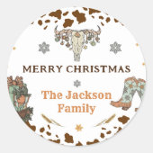 Sticker Rond Classe de Merci de Noël occidental (Devant)