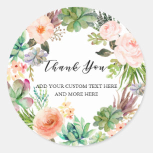 Sticker Rond Classe de Merci personnalisé Succulent Cactus aqua