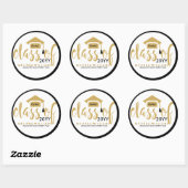 Sticker Rond Classe De Parties scintillant Blanche & Or Moderne (Feuille)