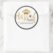 Sticker Rond Classe De Parties scintillant Blanche & Or Moderne (Sac)