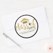 Sticker Rond Classe De Parties scintillant Blanche & Or Moderne (Enveloppe)