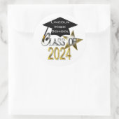 Sticker Rond Classe De Phoques De Graduation Personnalisés 2024 (Sac)