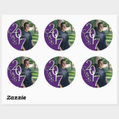 Sticker Rond Classe de photo de graduation violet et argent 201 (Feuille)