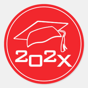 Sticker Rond Classe de plafond de diplôme Année Rouge