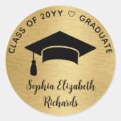 Sticker Rond Classe de plafond de graduation en or noir moderne (Devant)