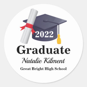 Sticker Rond Classe de plafond de graduation noir et or de 2022