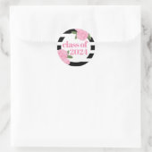 Sticker Rond Classe de Roses roses roses 2024 Noir + Blancs (Sac)