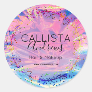 Sticker Rond Classe de Salon Confetti de Parties scintillant Ho
