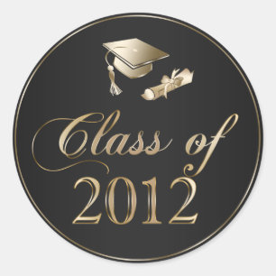 Sticker Rond Classe de sceaux de Casquette et de diplôme 2012