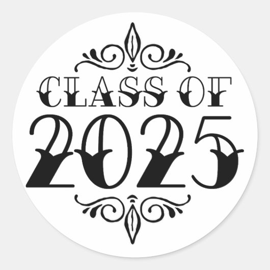 Sticker Rond Classe de style tatouage de 2025 Graduation (Devant)