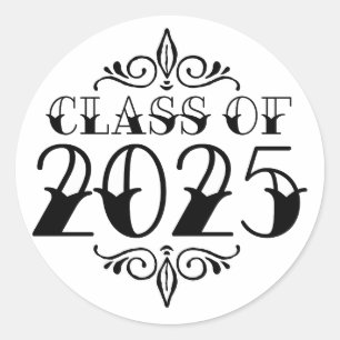 Sticker Rond Classe de style tatouage de 2025 Graduation