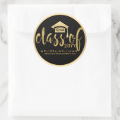 Sticker Rond Classe De Texte Moderne Black & Gold De 2016 (Sac)