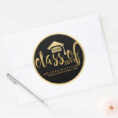 Sticker Rond Classe De Texte Moderne Black & Gold De 2016 (Enveloppe)