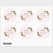 Sticker Rond Classe d'études supérieures Gold Red Floral (Feuille)
