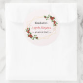 Sticker Rond Classe d'études supérieures Gold Red Floral (Sac)