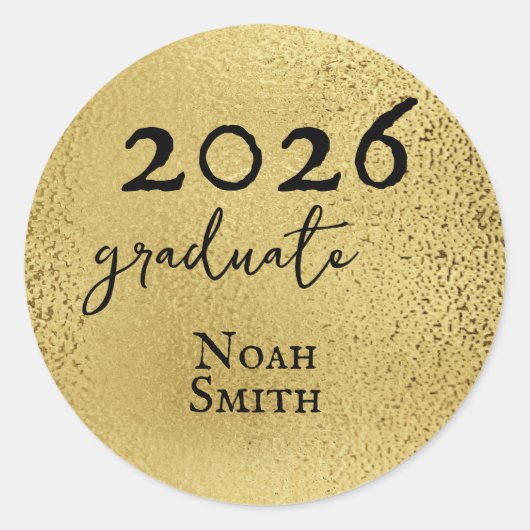 Sticker Rond Classe d'or élégant de 2023 Graduation (Devant)