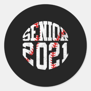 Sticker Rond Classe Du Joueur De Baseball Diplômé De 2021