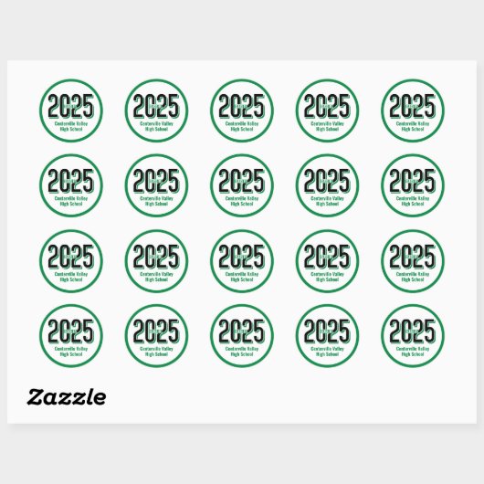 Sticker Rond Classe Green Bold Shadaded Numbers de 2025 (Feuille)