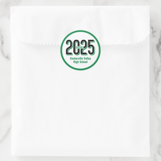 Sticker Rond Classe Green Bold Shadaded Numbers de 2025 (Sac)