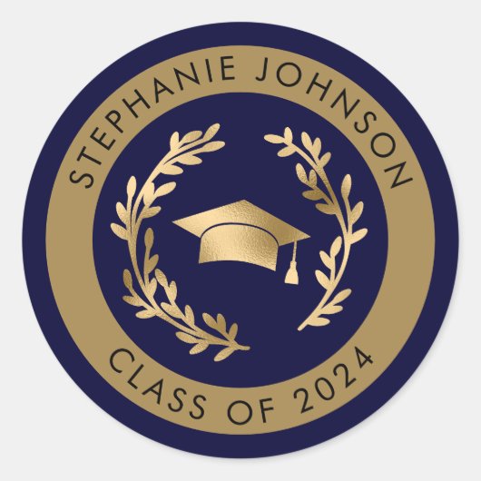 Sticker Rond Classe marine et or de 2024 (Devant)