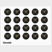 Sticker Rond Classe moderne Black & Gold de 2025 Graduation Cap (Feuille)