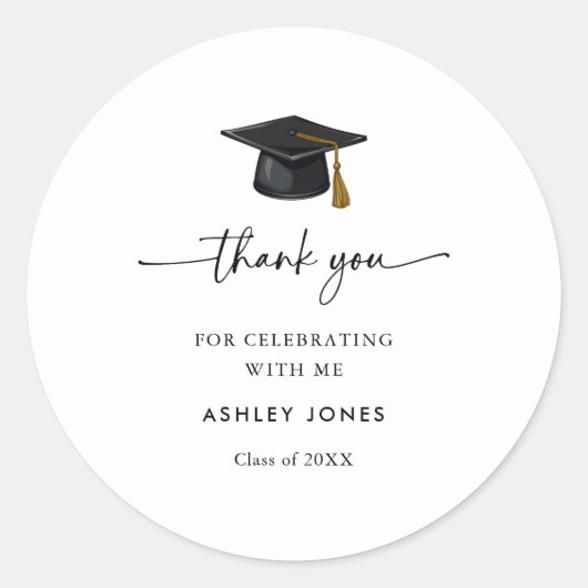 Sticker Rond Classe moderne de 2025 Merci Favor Graduation (Devant)