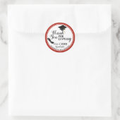 Sticker Rond Classe noire rouge blanche de Merci diplômé 2025 (Sac)