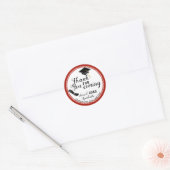 Sticker Rond Classe noire rouge blanche de Merci diplômé 2025 (Enveloppe)