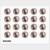 Sticker Rond Classe photo Année Rose Gold & Black Graduation (Feuille)