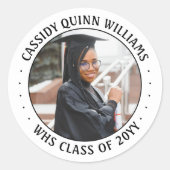 Sticker Rond Classe photo simple noir et blanc Année d'obtentio (Devant)