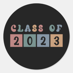 Sticker Rond Classe rétro de 2023 collégial diplôme cadeau