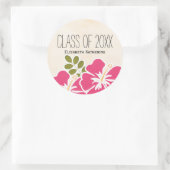 Sticker Rond Classe rose de ketmie de fête de remise des (Sac)