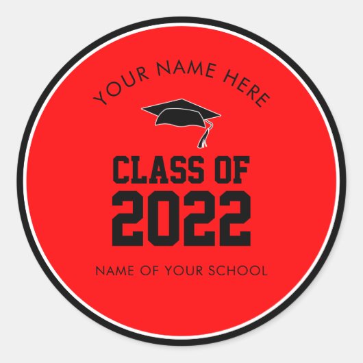 Sticker Rond Classe rouge du lycée sur mesure (Devant)
