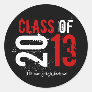 Sticker Rond Classe rouge et blanche de 2013 Graduation
