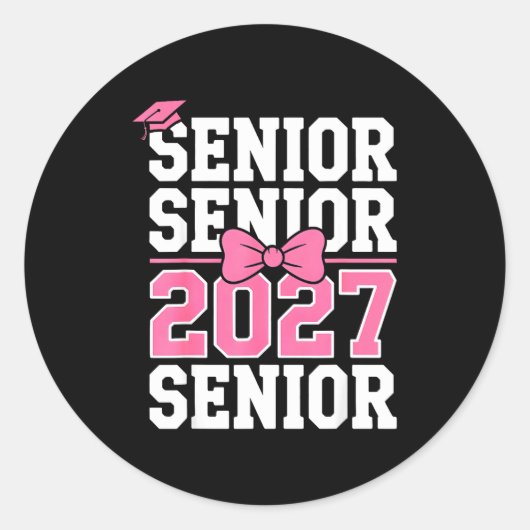 Sticker Rond Classe Terminale 2027 Coquette Rose (Devant)