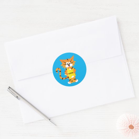 Sticker Rond Classe Tiger Super Star (Enveloppe)