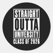 Sticker Rond Classe universitaire Straight Outta de 2026 (Devant)