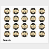 Sticker Rond Classes de miel de l'écriture d'abeille dorée bril (Feuille)