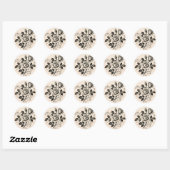 Sticker Rond Classic Black Rose Vintage Botanical Bloom (Feuille)