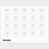 Sticker Rond Classic Blue Hydrangea Personalized Wedding (Feuille)