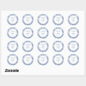 Sticker Rond Classic Blue Toile Botanical Wedding Seal Label (Feuille)