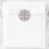 Sticker Rond Classic Blush Pink Gray Plaid Pattern Label Sheet (Sac)