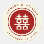 Sticker Rond Classic Cercle Double Bonheur Mariage chinois (Devant)
