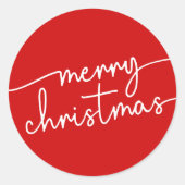 Sticker Rond Classic Cheer: Festive Red Script Merry Christmas (Devant)