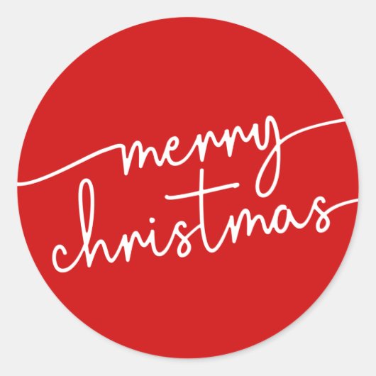 Sticker Rond Classic Cheer: Festive Red Script Merry Christmas (Devant)