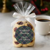 Sticker Rond Classic Dark Blue Red Green Plaid Pattern