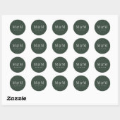 Sticker Rond Classic Dark Green Monogram Typography Wedding (Feuille)
