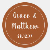 Sticker Rond Classic Élégant Terracotta Moderne Mariage Favoris (Devant)