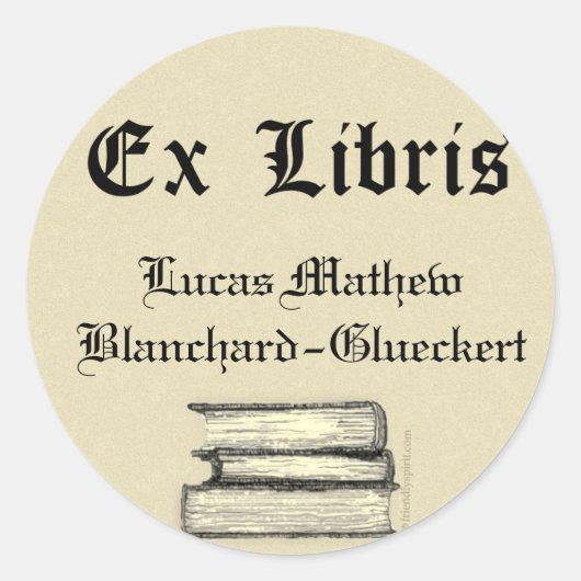 Sticker Rond Classic Ex Libris Plaque (Devant)