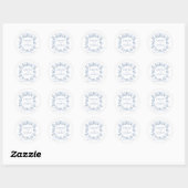 Sticker Rond Classic French Blue Flowers & Ribbons Wedding (Feuille)